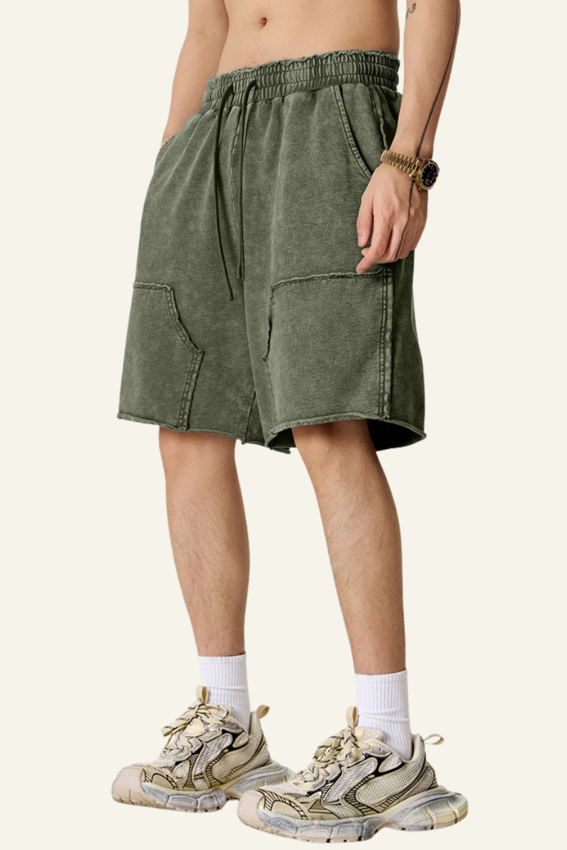 Men's Cotton Streetwear Vintage Tie-Dye Patchwork Shorts