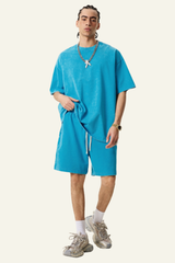 Men's Cotton Dopamine Set: T-shirt And Athletic Wear Short
