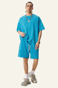 Men's Cotton Dopamine Set: T-shirt And Athletic Wear Short