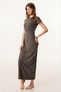 Women's Summer 275g Washed Slim Bodycon Slit Dress