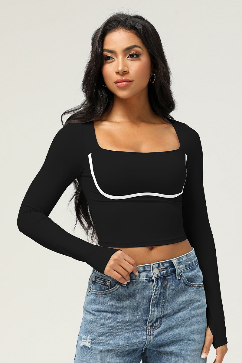 Cropped long-sleeved sports top