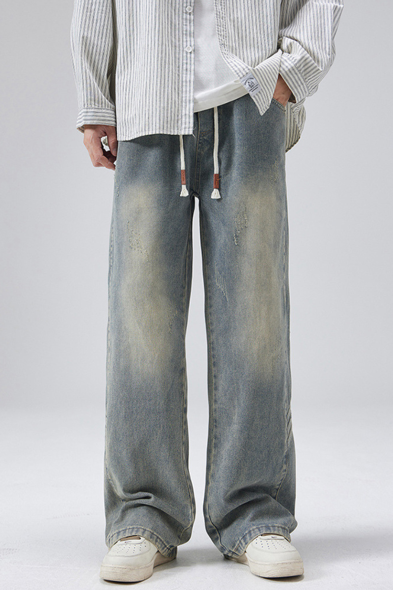 Men's Summer Tencel Draped Wide Leg Denim Pants