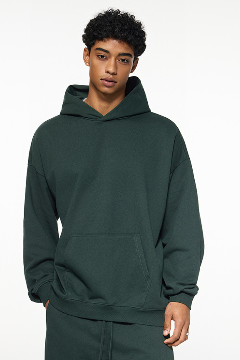 Men's Fall Winter 430g Terry Drawstring Hoodie Set