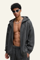 Men's Streetwear Retro Fleece-lined Zipper Hooded Jacket