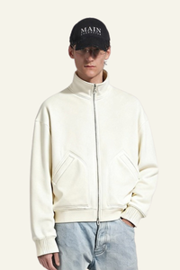 Men's Streetwear Stand Collar Fleece-lined Jacket