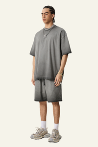 Men's Vintag Washed Cotton Set: Relaxed T-shirt And Short
