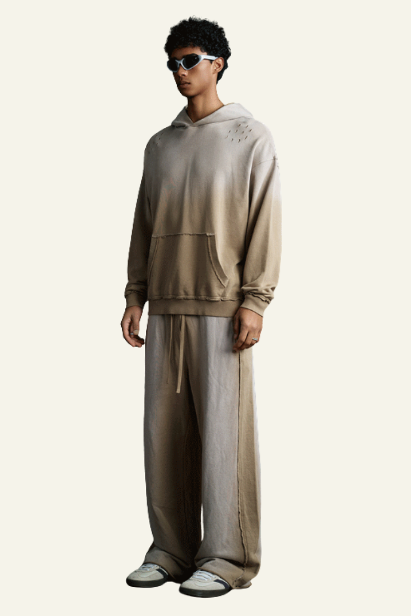 Men's Cotton Gradient Color Set:Hoodie And Casual Pants