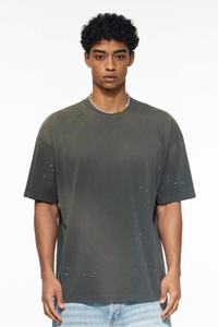 Men's 250g Cotton Distressed Loose Spray Wash Tee