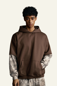 Men's Streetwear Faux Two-Piece Fleece-Lined Hoodie