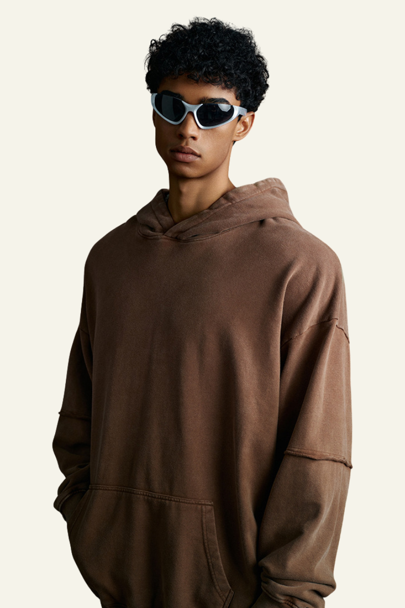 Men's Heavyweigt Fake Patchwork Two-piece Cotton  Hoodie