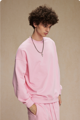 Men's Streetwear Relaxed Drop-Shoulder Solid Pullover