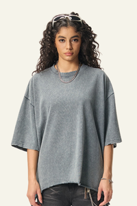 Women's  Cotton Frayed Streetwear Washed T-Shirt