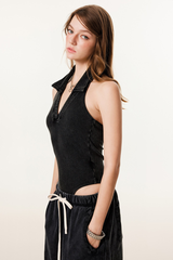 Women's hot girl polp neck tight snap thong jumpsuits