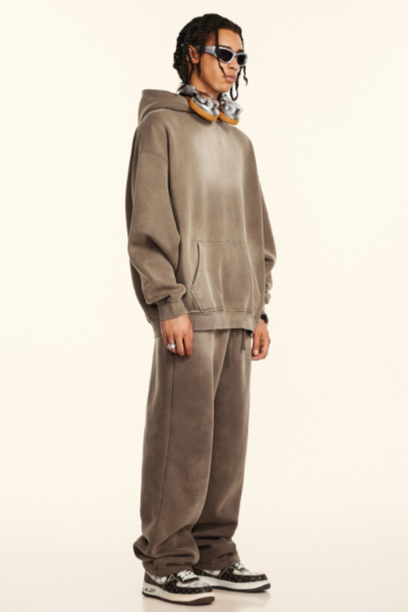 Men's Washed Set:Hoodie & Straight Leg Pants