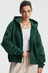 Women's Streetwear Two-Way Zipper Hooded Jacket