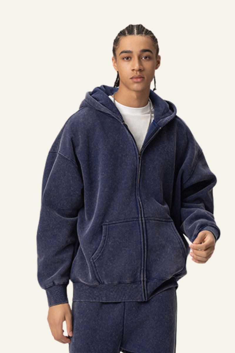 Men's Streetwear Fleece-Lined Hooded Jacket
