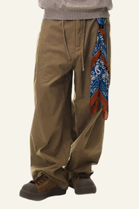 Men's Cotton Vintage Drawstring Wide Leg Pants