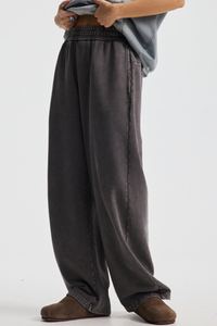 Men's Cotton Streetwear Washed Worn-Out Curved-Blade Pants