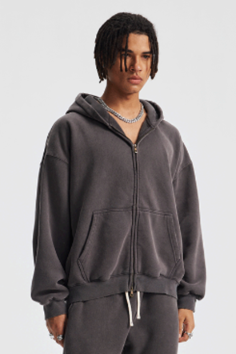 Unisex  370g spray washed zipper coat- couple's style
