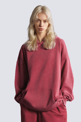 Women's 420g Heavy Cotton Washed Distressed Hoodie