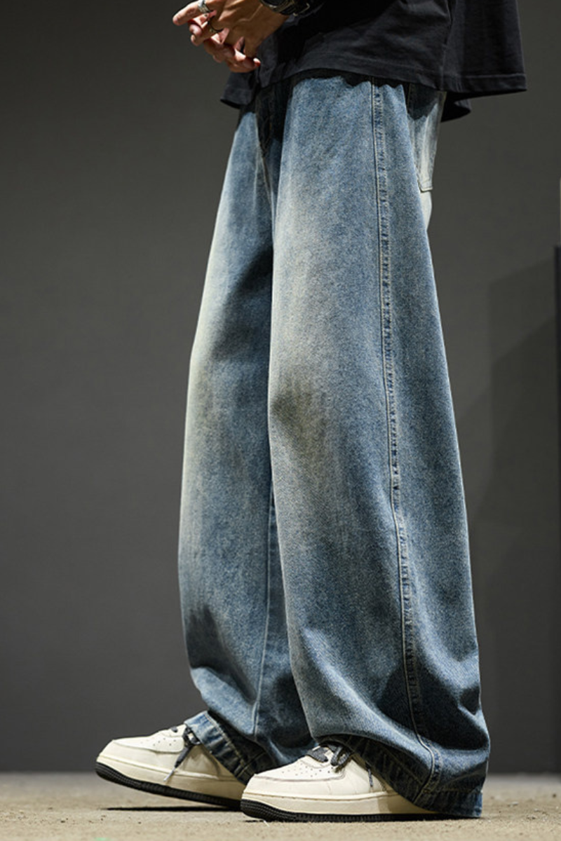 Men's Spring Summer Washed Loose Wide Leg Cargo Pants