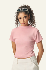 Women's Streetwear  High-neck Slim  Dopamine  T-shirt