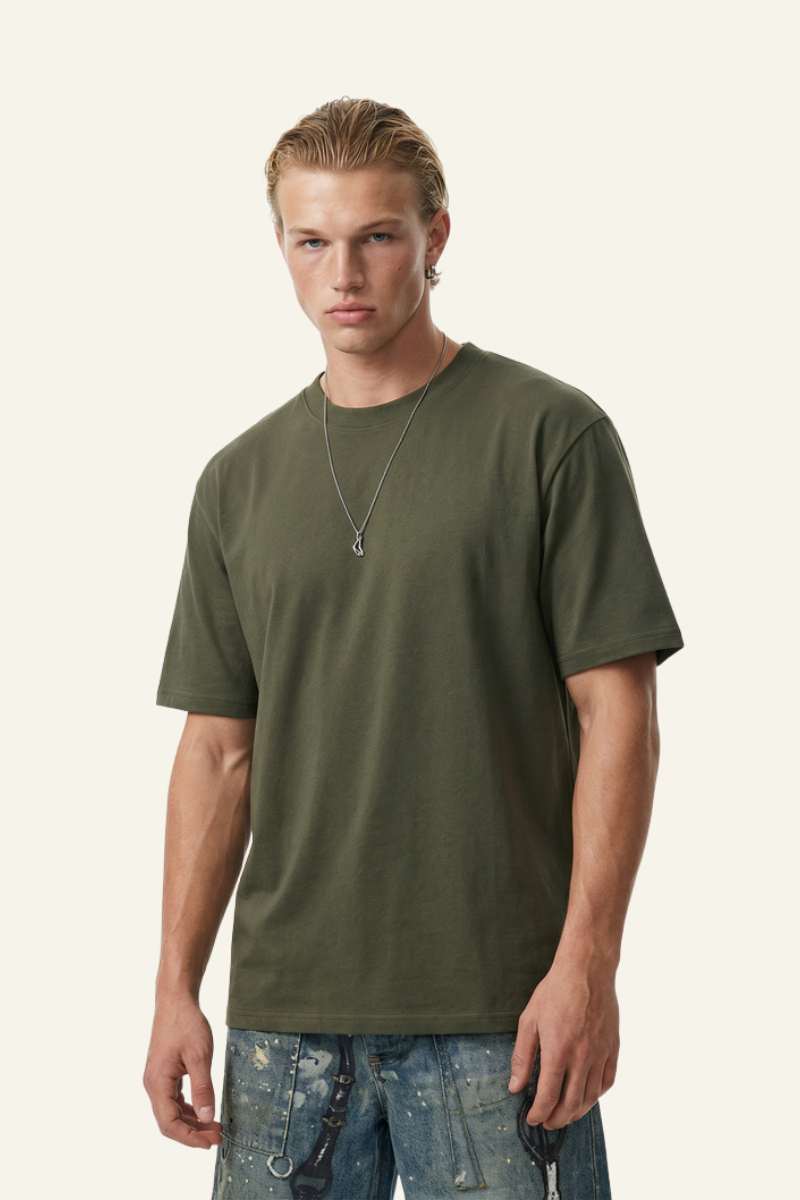 Plus Size Men's Streetwear Solid T-shirt