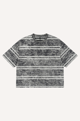Unisex Washed Stripe Ribbed Crewneck Boxy Tee