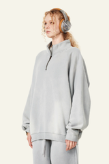 Women's Stand Collar Half Zipper Fleece-Lined Sweatshirt