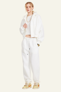 Women's Sports Set:Hooded Jacket And Cuffed Sweatpants