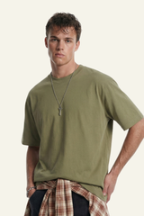 Men's Streetwear Loose-Fitting Drop Shoulders Solid T-shirt