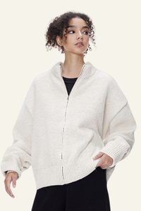 Women's Streetwear Old Money Stand-collar Sweater Jacket