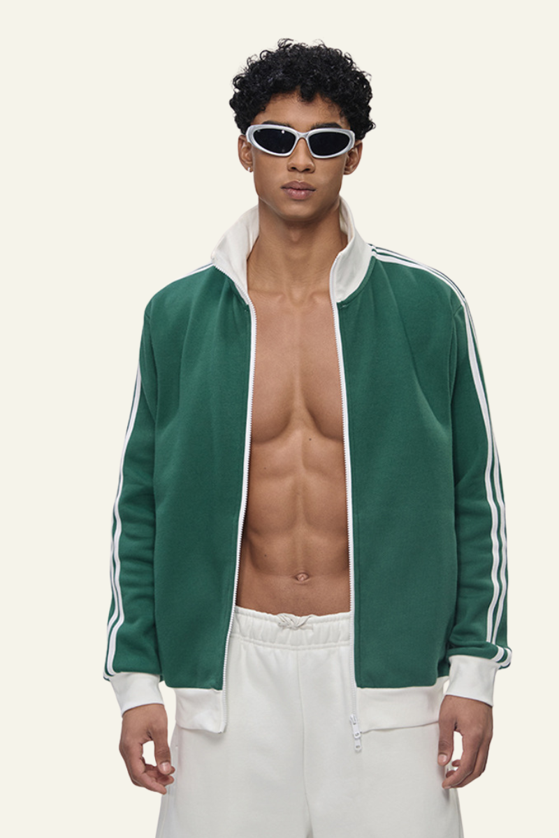 Men's Streetwear Vintage Stand-Collar Side-Striped Jacket