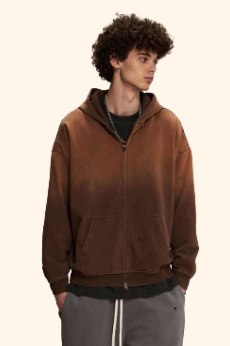 Men/Women's Unisex Spray Washed Zip Hoodie-couple's style