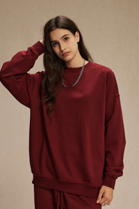 Women's Streetwear Relaxed Drop-Shoulder Solid Pullover