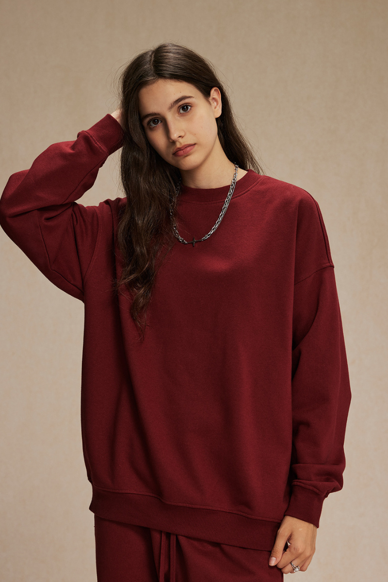 Women's Streetwear Relaxed Drop-Shoulder Solid Pullover