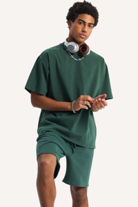 Unisex Summer Washed Distressed Fade Tee & Shorts Set