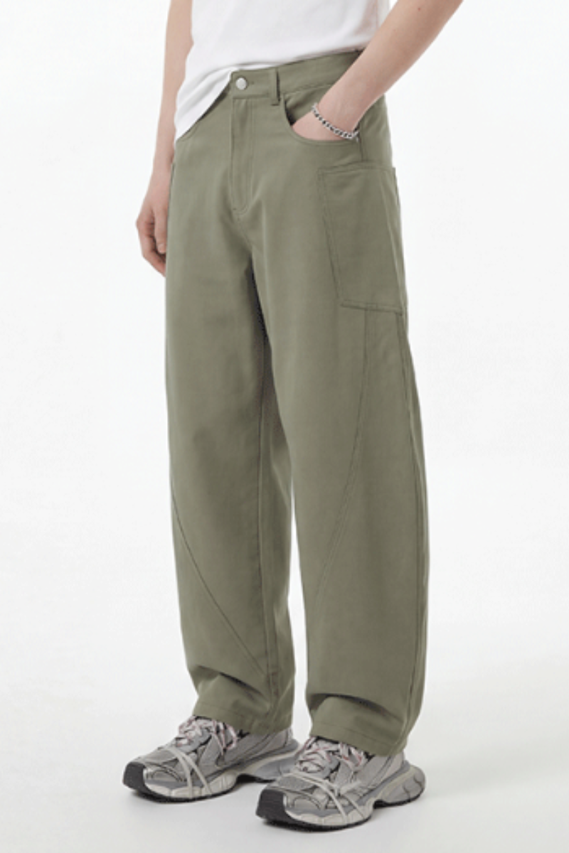 Unisex 240g Woven Multi-Pocket Wide Curved Cargo Pants