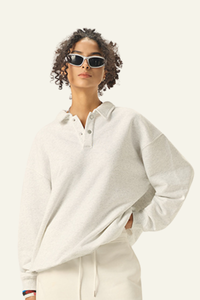 Women's Streetwear Polo Collar Relaxed Sweatshirts