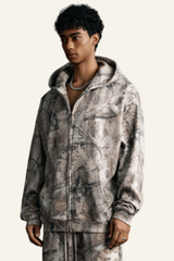 Men's Camouflage With Fleece Lining  Hooded Jacket