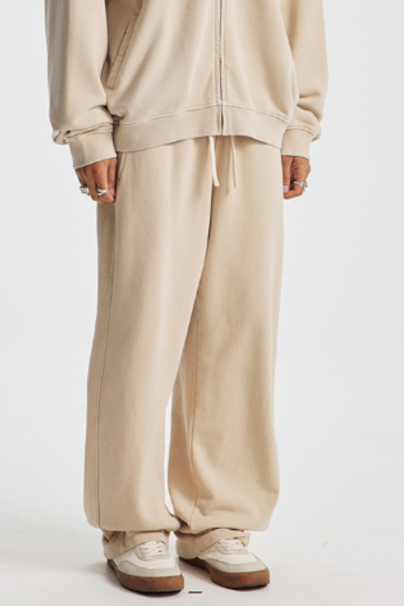 Men's Cotton  Streetwear Washed Distressed Wide Leg Pants