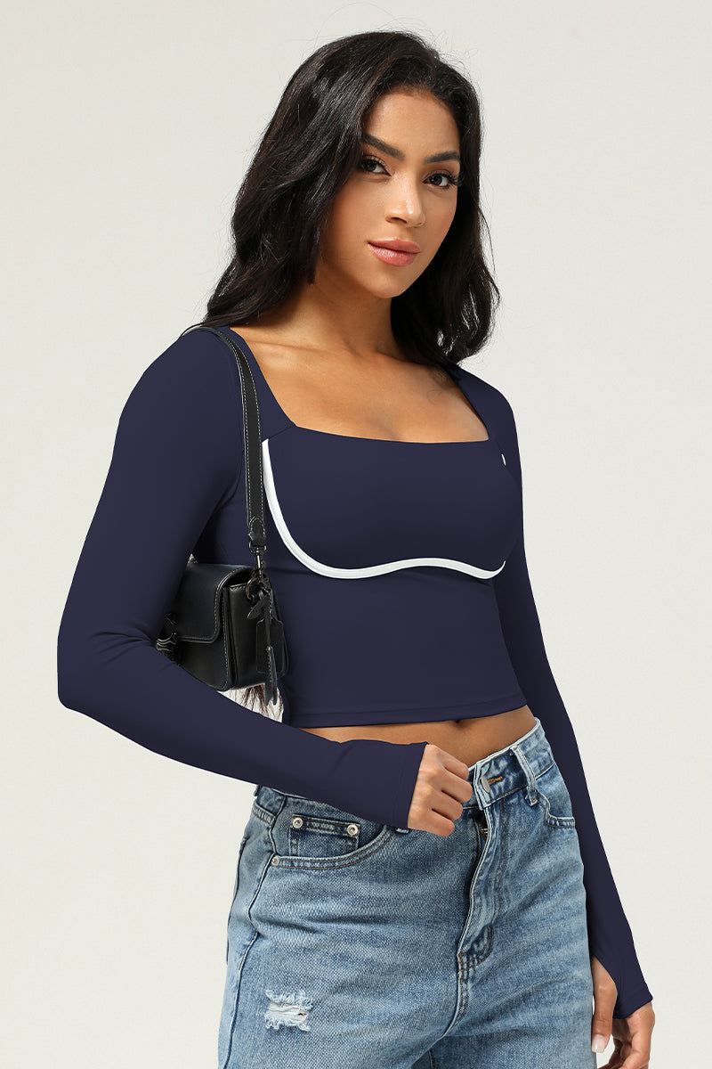 Cropped long-sleeved sports top