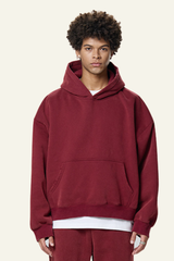 Men's Fleece-Lined Thick Washed Distressed Hoodie.