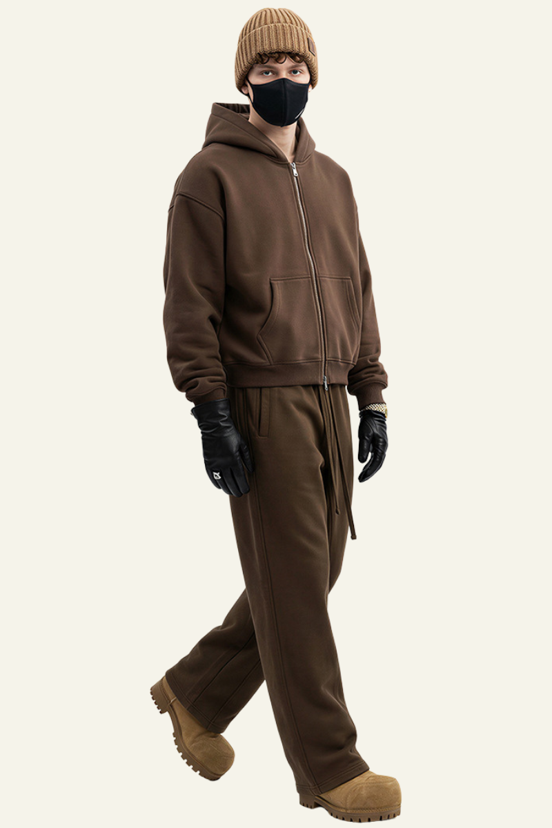 Men's Streetwear Set:Hooded Jacket & Straight Leg Pants