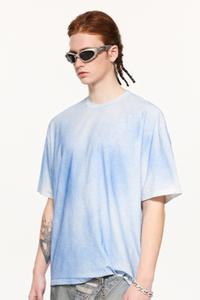 Men's Summer 160g Cotton Hand Painted Fade Loose Crew Tee