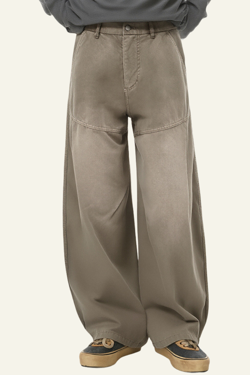 Men's Washed  Vintage Fleece-Lined Casual Pants.