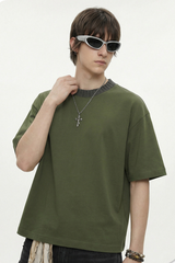 Men's 305g Cotton Colorblock Knit Boxy Crewneck Tee
