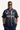 Men's Spring Summer Black Gold Fade V-Neck Mesh Print Tee