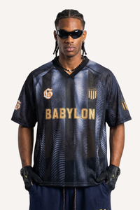 Men's Spring Summer Black Gold Fade V-Neck Mesh Print Tee