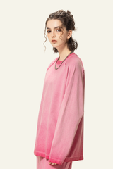 Women's Streetwear Washed Cotton Long-Sleeved T-shirt.